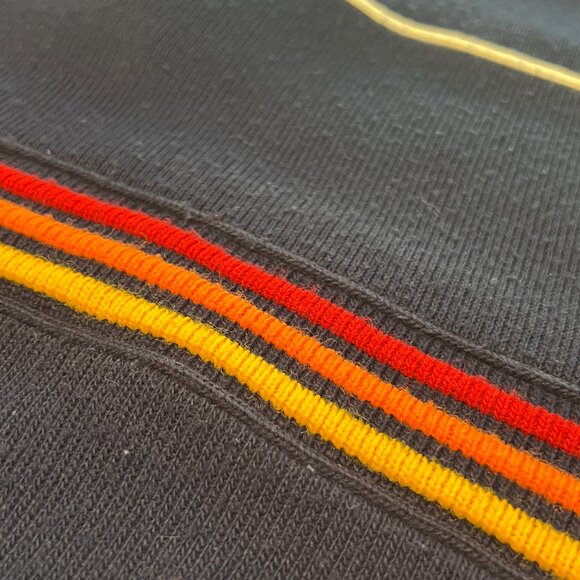 VTG 80s Hang Ten Sweater Mens L Navy Blue Pullover Rainbow Stripe Retro Skater - Picture 9 of 9